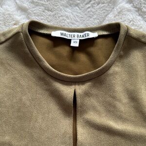 Walter Baker Olive Crewneck Top with Front Slit